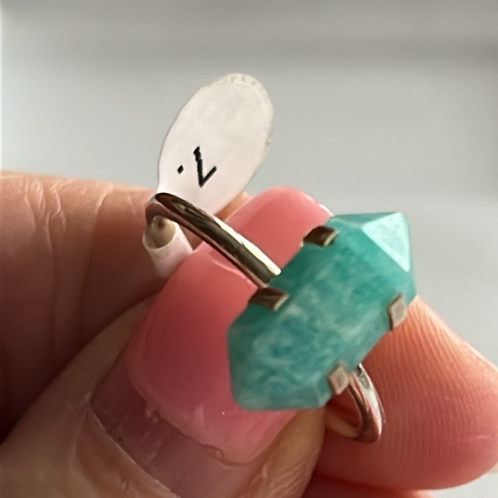 Genuine  Amazonite  DT Sterling Silver Sz 7